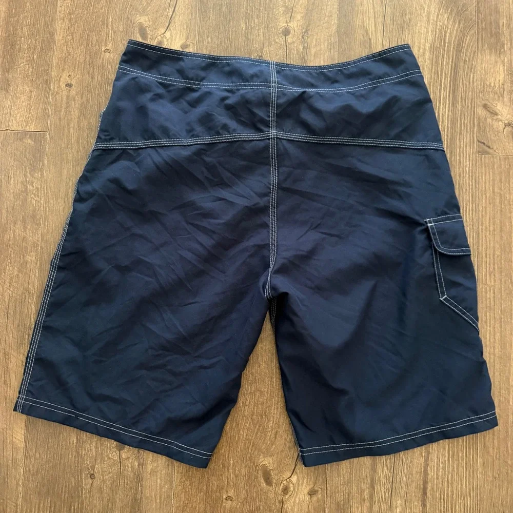 Hurley Board Shorts Mens 33 Navy Blue Contrast Stitch Cargo Pocket Surf Beach - Picture 2 of 12